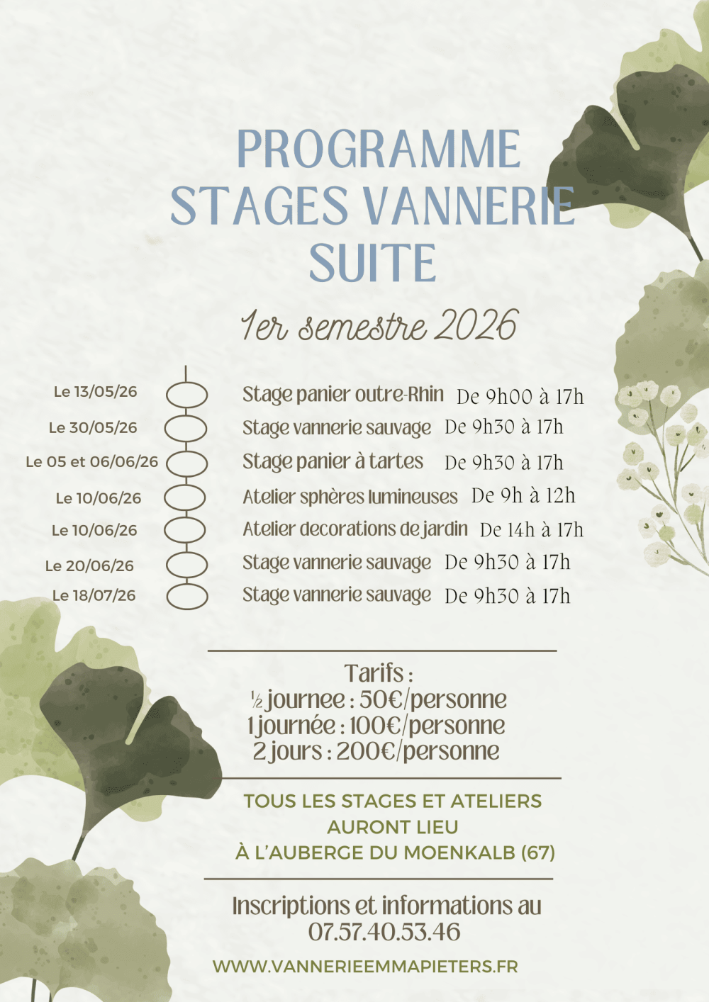 Copie de Vert crème Champêtre Programme de mariage Programme